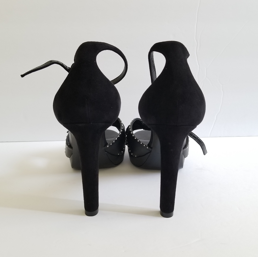Saint Laurent Leather Metal Studded Platform Sandals Size 39.5 Black - Picture 7 of 15